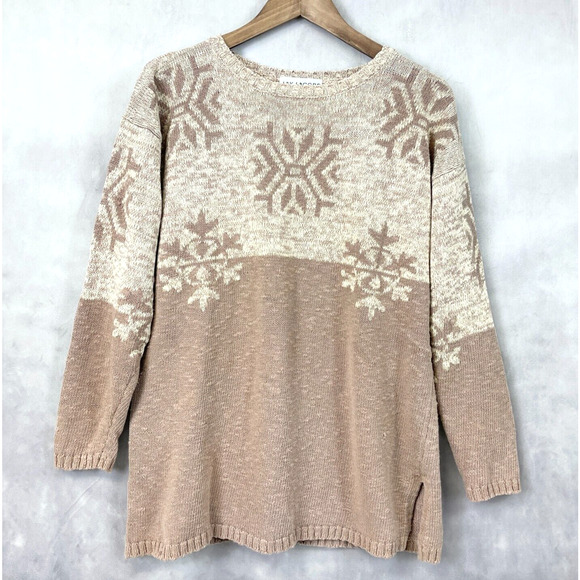 VTG 90s Jay Jacobs Sweater Womens Medium‎ Snowflake Ramie Cotton Textured Winter - Picture 1 of 10